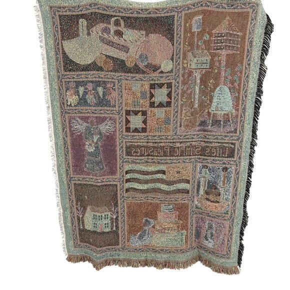 Deb Strain Life's Simple Pleasures" Tapestry Americana Folk Throw Blanket 1994 - Picture 4 of 6